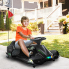 HOMCOM 12V Kids Electric Go Kart with Music, LED Lights, Slow Start, Black - anydaydirect