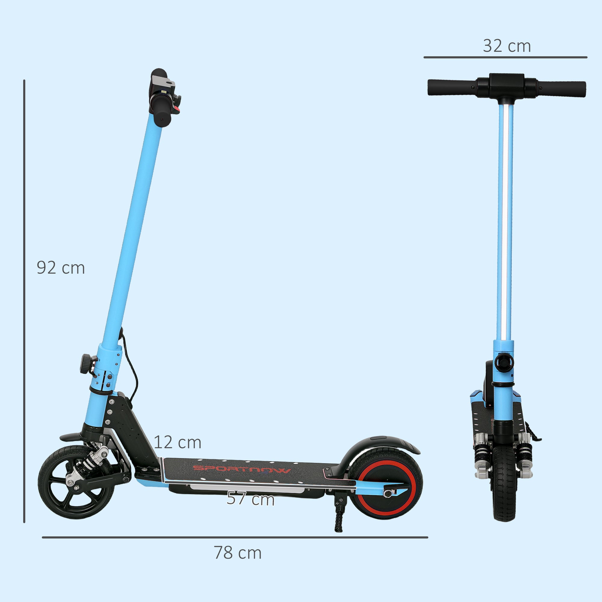 SPORTNOW Folding Electric Scooter for Kids Age 6-14 with Dual Brakes, Front Suspension, LED Colourful Lights and Display, 6.8kg Lightweight Aluminium E Scooter, Up to 14 KM/H & 6 KM, Blue - anydaydirect