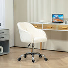 HOMCOM Teddy Fleece Swivel Office Chair - Cream - anydaydirect