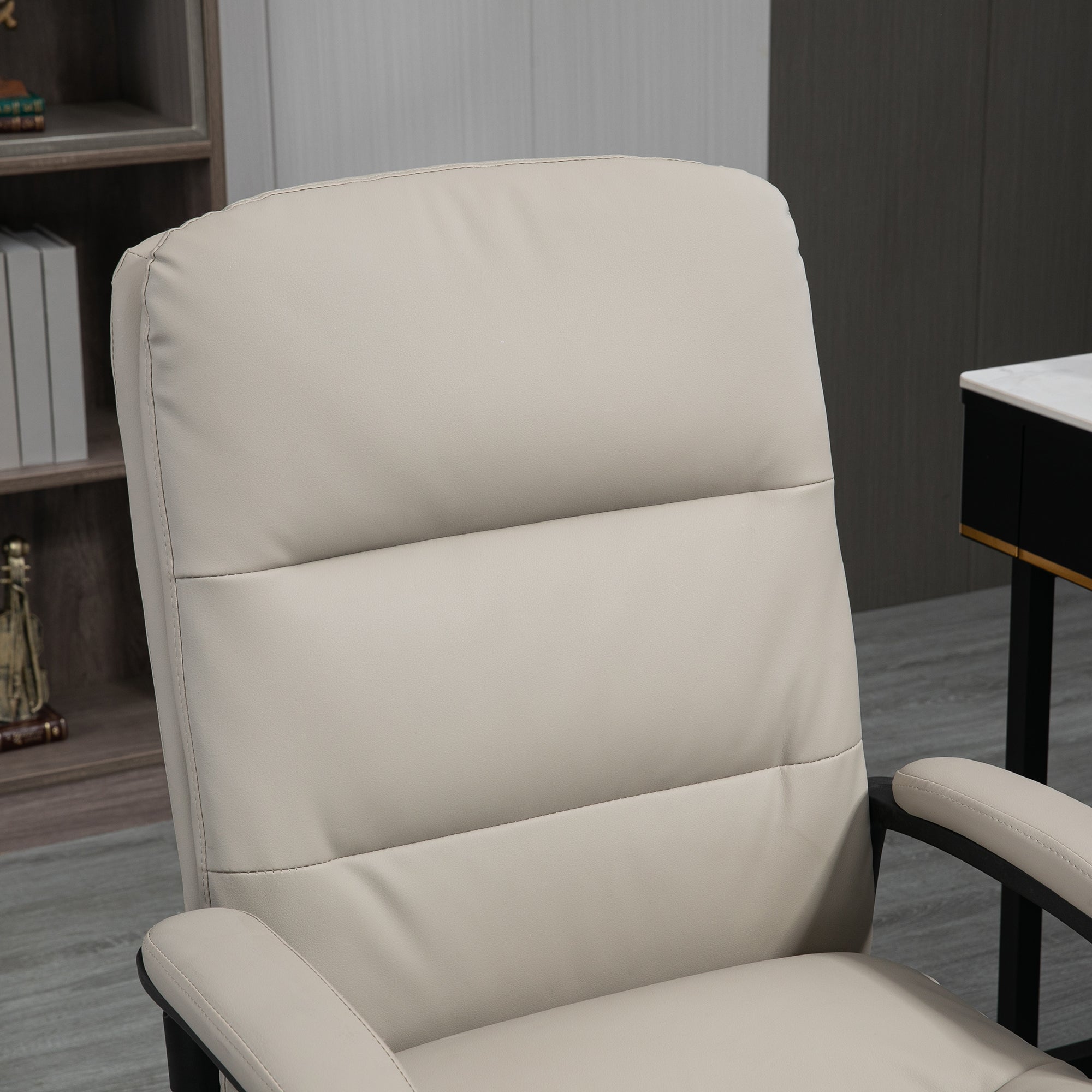 Vinsetto Office Chair, PU Leather Computer Desk Chair Office Chair with Adjustable Height and Swivel Rolling Wheels for Work Study, Light Grey - anydaydirect