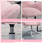 HOMCOM Makeup Vanity Chair, Cute Fluffy Desk Chair with Rolling Wheels for Bedroom Living Room, Pink - anydaydirect