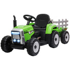 HOMCOM Electric Ride on Tractor w/ Detachable Trailer, 12V Kids Battery Powered Electric Car w/ Remote Control, Music for Kids Aged 3-6, Green - anydaydirect