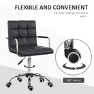 Vinsetto Office Chair, Makeup Vanity Chair, Mid Back Computer Chair, PU Leather Swivel Study Chair with Adjustable Height, Armrest and Rolling Wheels, Black - anydaydirect