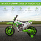 HOMCOM 12V Kids Electric Motorbike Ride On Motorcycle Vehicle Toy with Training Wheels for 3-5 Years Old, Green - anydaydirect