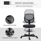 Vinsetto Ergonomic Mesh Standing Desk Chair with Adjustable Footrest Ring and Seat Height Black - anydaydirect