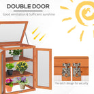 Outsunny 3-tier Wood Greenhouse Garden Polycarbonate Cold Frame Balcony Grow House w/ Storage Shelf for Plants, Flowers, Orange - anydaydirect