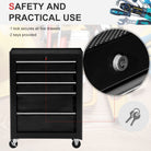 HOMCOM 5-Drawer Tool Chest, Lockable Steel Tool Storage Cabinet with Wheels and Handle Tool Box for Garage, Workshop, Black - anydaydirect