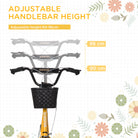 HOMCOM Kiddie Cruiser: Adjustable Scooter with Dual Brakes, Basket & Cupholder, 16" Inflatable Tyres, Tangerine Hue - anydaydirect