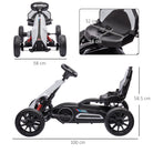 HOMCOM 12V Electric Go Kart for Kids, Ride-On Racing Go Kart with Forward Reversing, Rechargeable Battery, 2 Speeds, for Boys Girls Aged 3-8 Years Old - White - anydaydirect
