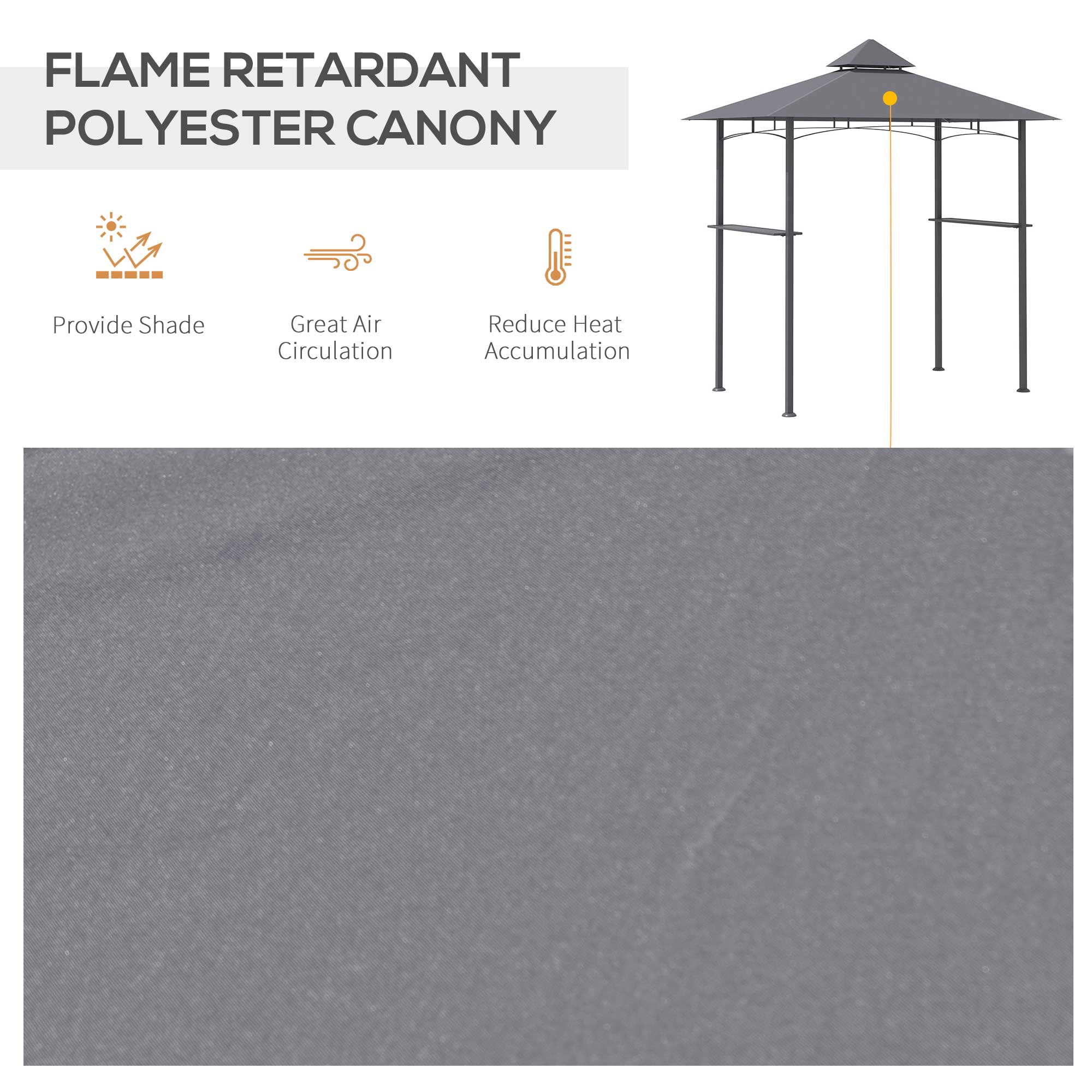 Outsunny 2.5M (8ft) New Double-Tier BBQ Gazebo Grill Canopy Barbecue Tent Shelter Patio Deck Cover - Grey - anydaydirect