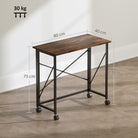 HOMCOM 80 cm Folding Desk on Wheels - Rustic Brown - anydaydirect