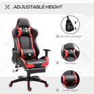HOMCOM High-Back Gaming Chair Swivel Home Office Computer Racing Gamer Recliner Chair Faux Leather with Footrest, Wheels, Red Black - anydaydirect