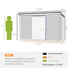 Outsunny Pent Roofed Metal Garden Shed House Hut Gardening Tool Storage w/ Ventilation 260L x 133W x 200Hcm - anydaydirect
