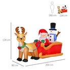 HOMCOM 1.3m Christmas Inflatable Santa Claus on Sleigh Deer, LED Lighted for Home Indoor Outdoor Garden Lawn Decoration Party Prop - anydaydirect