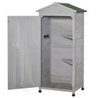 Outsunny Wooden Garden Cabinet 3-Tier Storage Shed 2 Shelves Lockable Organizer with Hooks Foot Pad 74 x 55 x 155cm Light Grey - anydaydirect