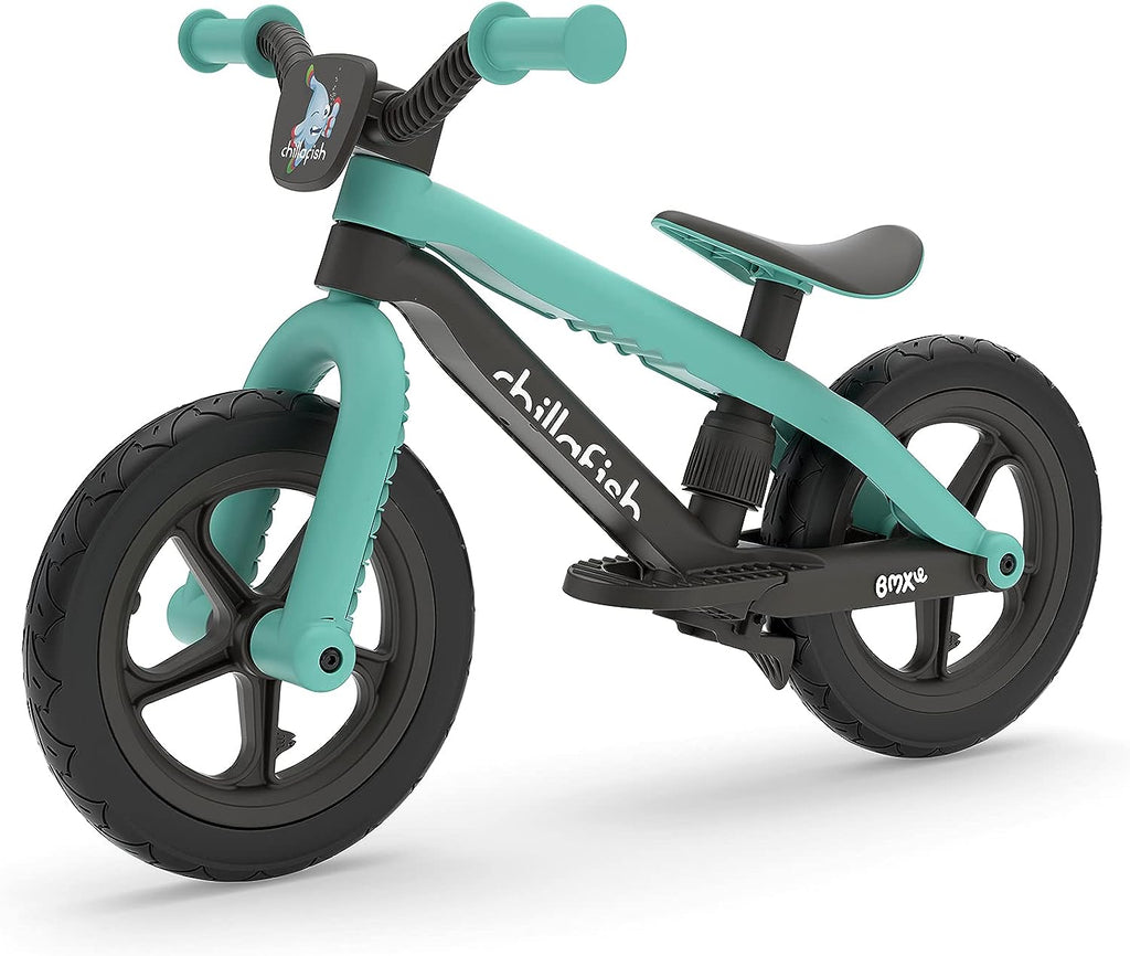 Chillafish Bmxie 2 lightweight balance bike with integrated footrest and footbrake, for kids 2 to 5 years, 12" inch airless rubberskin tires, adjustable seat without tools, Mint - anydaydirect