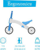 Chillafish Bunzi gradual balance bike and tricycle, 2-in-1 ride on toy for 1-3 year old, combines toddler tricycle and adjustable lightweight balance bike in one, silent non-marking wheels, Blue - anydaydirect