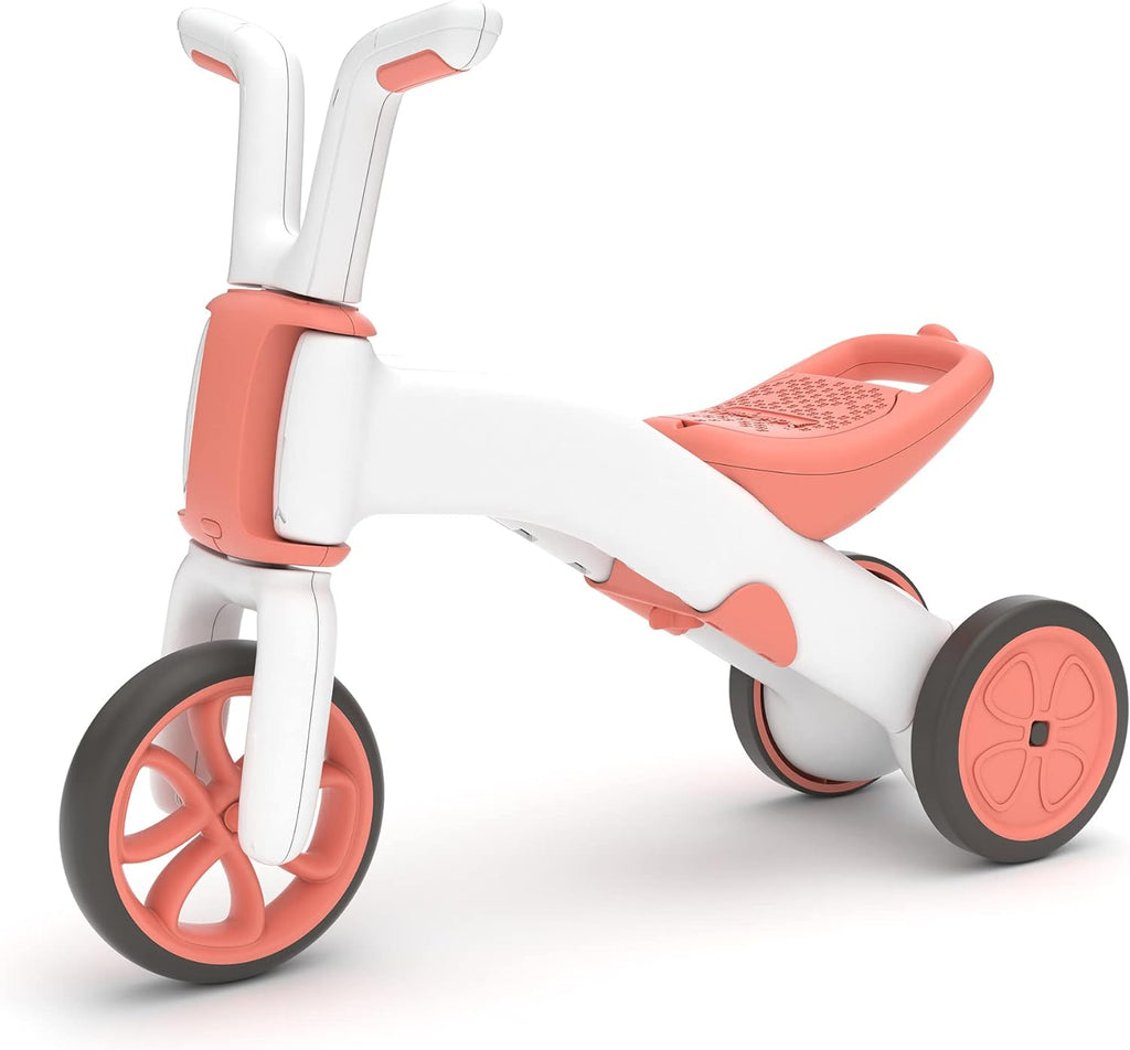 Chillafish Bunzi gradual balance bike and tricycle, 2-in-1 ride on toy for 1-3 year old, combines toddler tricycle and adjustable lightweight balance bike in one, silent non-marking wheels, Flamingo - anydaydirect