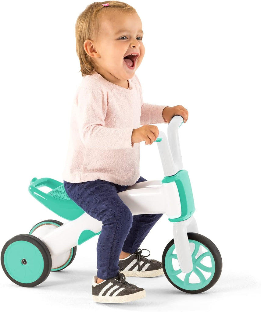Chillafish Bunzi gradual balance bike and tricycle, 2-in-1 ride on toy for 1-3 year old, combines toddler tricycle and adjustable lightweight balance bike in one, silent non-marking wheels, Mint - anydaydirect