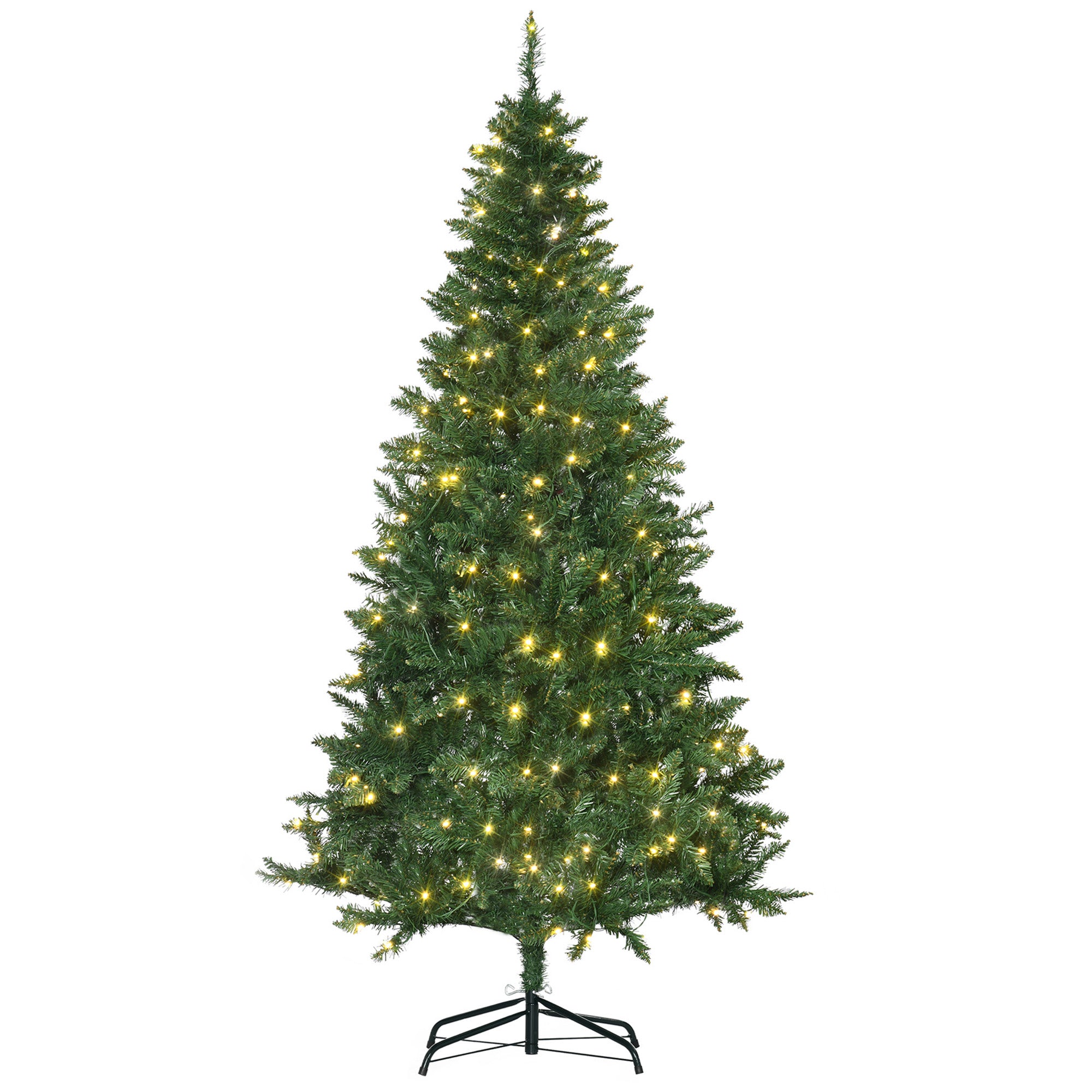 HOMCOM 6ft Prelit Christmas Tree Artificial Tree Warm White LED Light Holiday Home Xmas Decoration, Green - anydaydirect