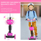 HOMCOM 5-in-1 Kids Toddler 3 Wheels Mini Kick Scooter Push Walker with Removable Seat & Back Rest for Girls and Boys Pink - anydaydirect