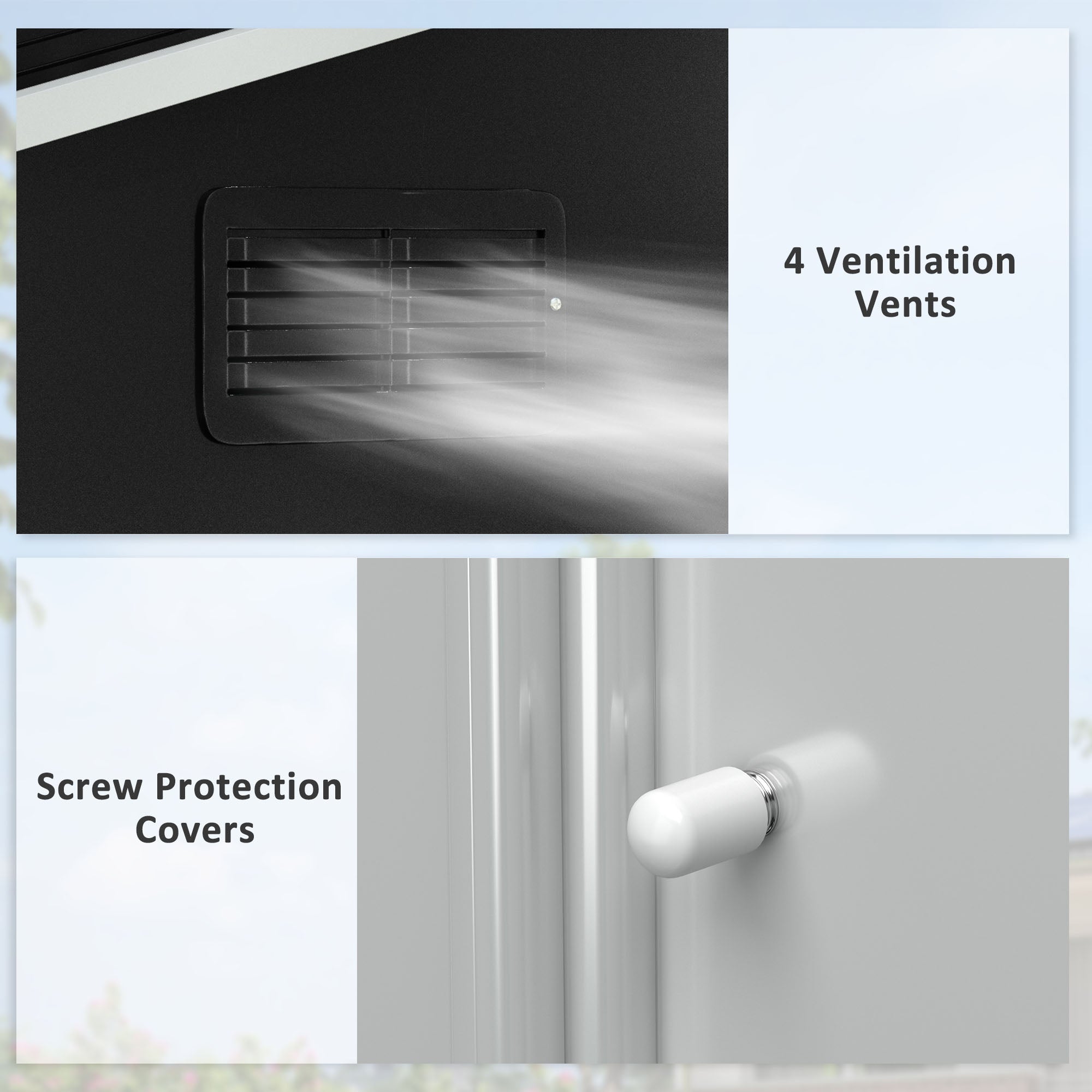 Outsunny 8 x 6ft Garden Storage Shed Double Door Ventilation Windows Sloped Roof Outdoor Equipment Tool, Grey - anydaydirect