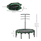 HOMCOM 48" Octagonal Mini Fitness Rebounder Trampoline Indoor Outdoor Foldable Mini Jumper with Adjustable Handle, Green - anydaydirect