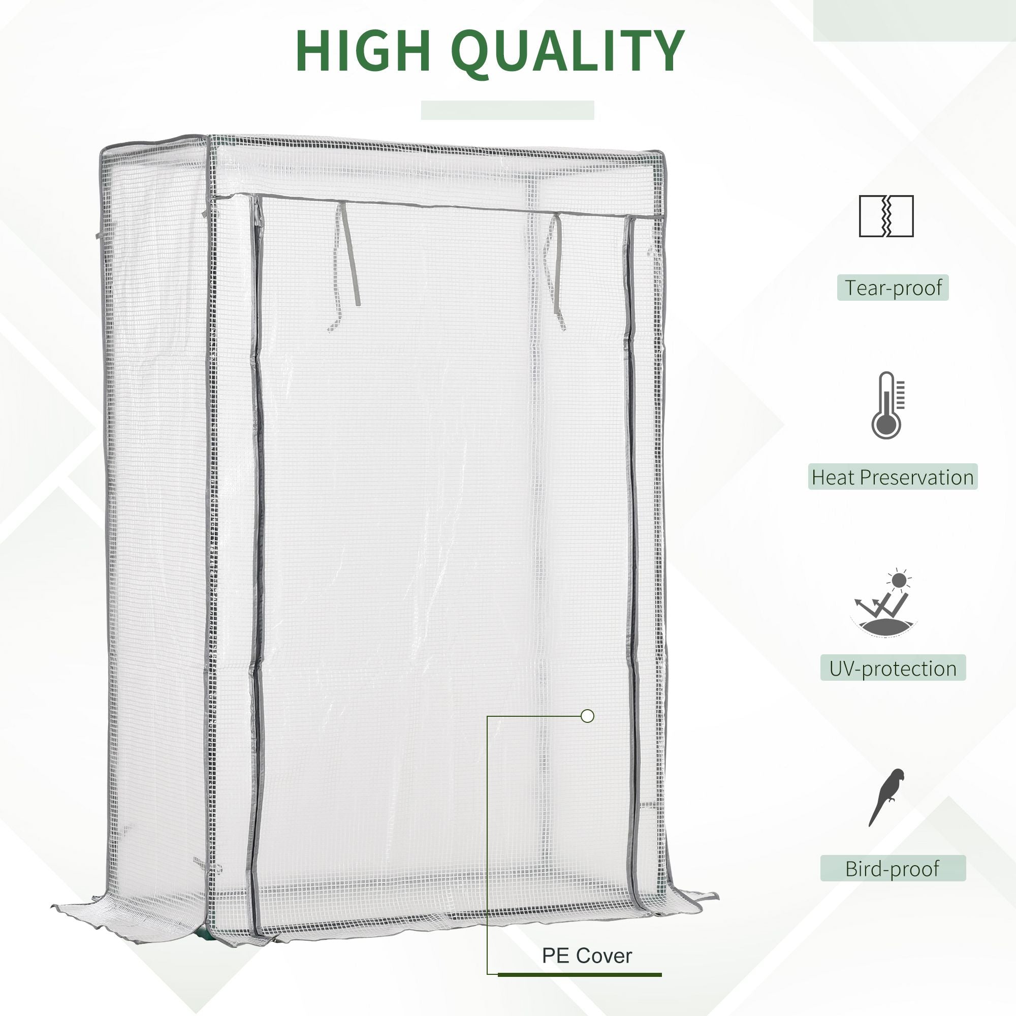 Outsunny 100 x 50 x 150cm Tomato Greenhouse with Roll-up Door, Mini Greenhouse with PE Cover, Outdoor Grow House Small Green House for Yard, Balcony, Garden, White - anydaydirect