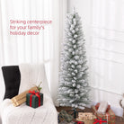 HOMCOM 5ft Artificial Pencil Christmas Tree with 263 Snow Flocked Tips, Metal Base, Realistic Xmas Tree - anydaydirect