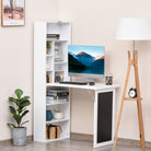 HOMCOM Wall Mounted Computer Desk, Folding Study Table with Black Board and Bookshelf, Multifunctional Floating Writing Desk for Home Office, White - anydaydirect