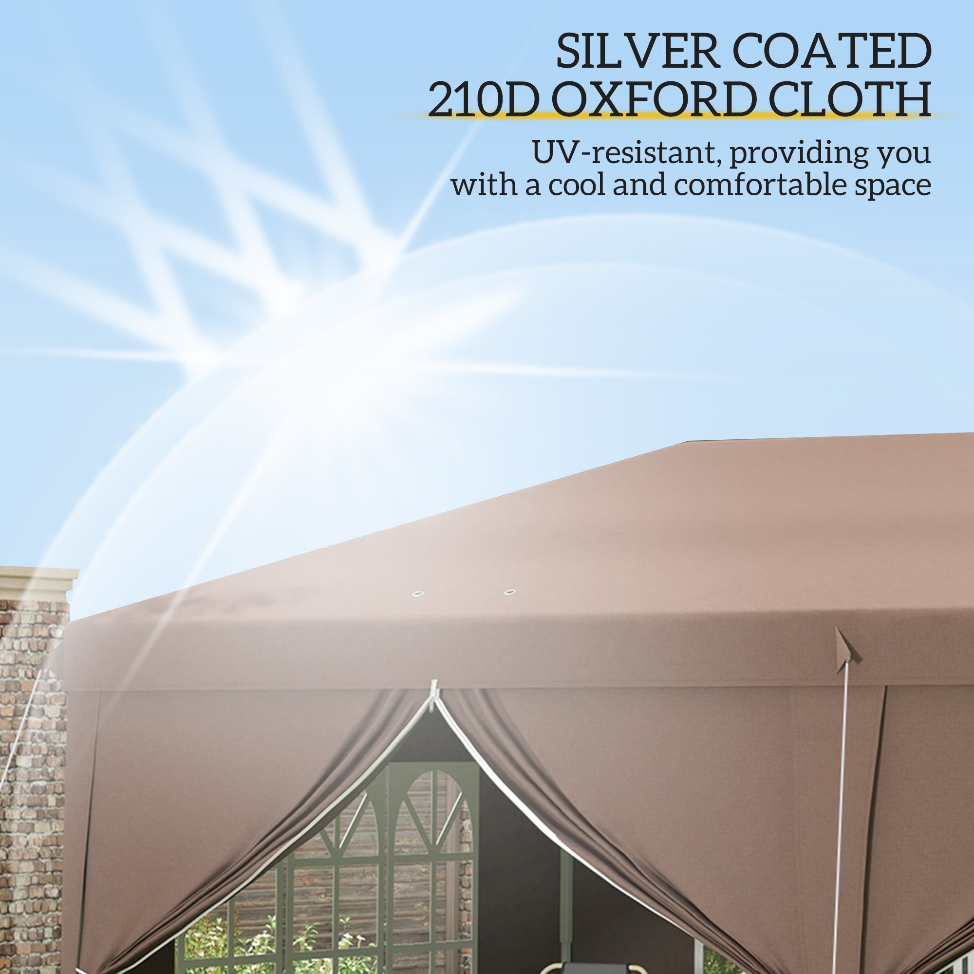 Outsunny 3 x 6 m Pop Up Gazebo with Sides and Windows, Height Adjustable Party Tent with Storage Bag for Garden, Camping, Event, Brown - anydaydirect