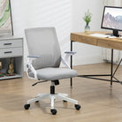 Vinsetto Mesh Office Chair, Desk Chair with Lumbar Support, Flip-up Armrest, Swivel Wheels, Adjustable Height, Grey - anydaydirect