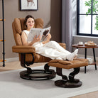 HOMCOM Faux Leather Reclining Chair and Footstool - Brown - anydaydirect