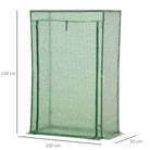 Outsunny 100 x 50 x 150cm Tomato Greenhouse Steel Frame PE Cover with Roll-up Door Outdoor for Backyard, Balcony, Garden, Green - anydaydirect