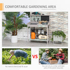 HOMCOM Garden Potting Table with Sink, Blackboard and Drawer, Wooden Planting Work Bench Workstation Outdoor Tool Storage Shelves - anydaydirect