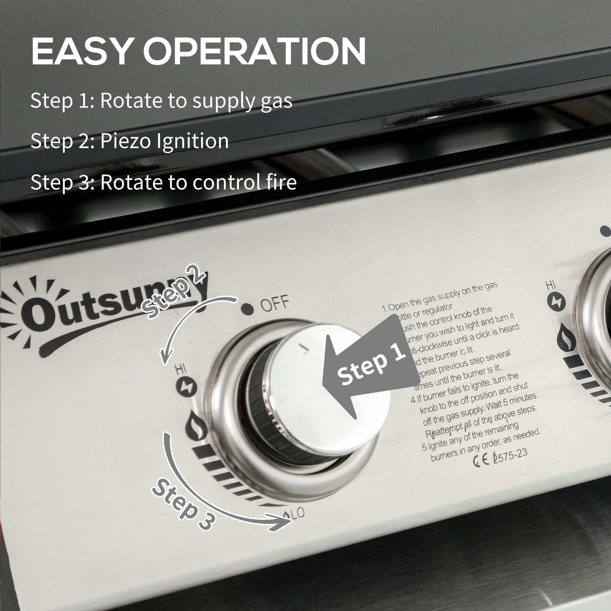 Outsunny 3 Burner Gas Plancha BBQ Grill with Lid, Black - anydaydirect