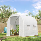 Outsunny 2.5 x 2 x 2 m Polytunnel Greenhouse, Walk-in Green House for Garden with Mesh Windows, Galvanised Steel Frame, White - anydaydirect