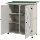 Outsunny Wooden Garden Shed Storage Shed Fir Tool Cabinet with Shelves Double Door Light Grey - anydaydirect