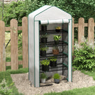 Outsunny 5 Tier Widened Mini Greenhouse with Reinforced PE Cover, Portable Indoor Outdoor Green House with Roll-up Door and Wire Shelves, 193H x 90W x 49Dcm, White - anydaydirect