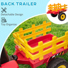 HOMCOM Electric Ride on Tractor with Detachable Trailer, 12V Kids Battery Powered Electric Car w/ Remote Control, Music Start up Sound - anydaydirect