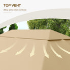 Outsunny 3 x 4m Gazebo Canopy Replacement Cover, Gazebo Roof Replacement (TOP COVER ONLY), Khaki - anydaydirect