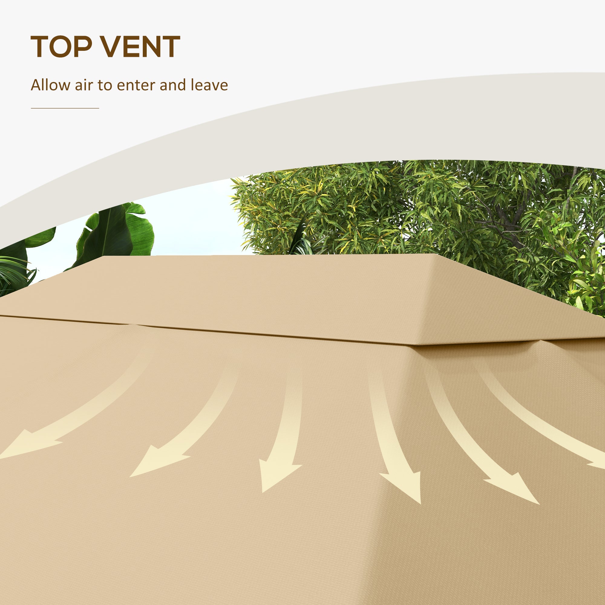 Outsunny 3 x 4m Gazebo Canopy Replacement Cover, Gazebo Roof Replacement (TOP COVER ONLY), Khaki - anydaydirect