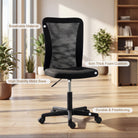 Vinsetto Computer Desk Chair, Armless Mesh Office Chair with Adjustable Height and Rolling Wheels, Black - anydaydirect