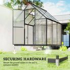 Outsunny Polycarbonate Greenhouse with Swing Door and Adjustable Window, Walk-in Greenhouse with Rain Gutter, 6 x 6.5ft, Black - anydaydirect
