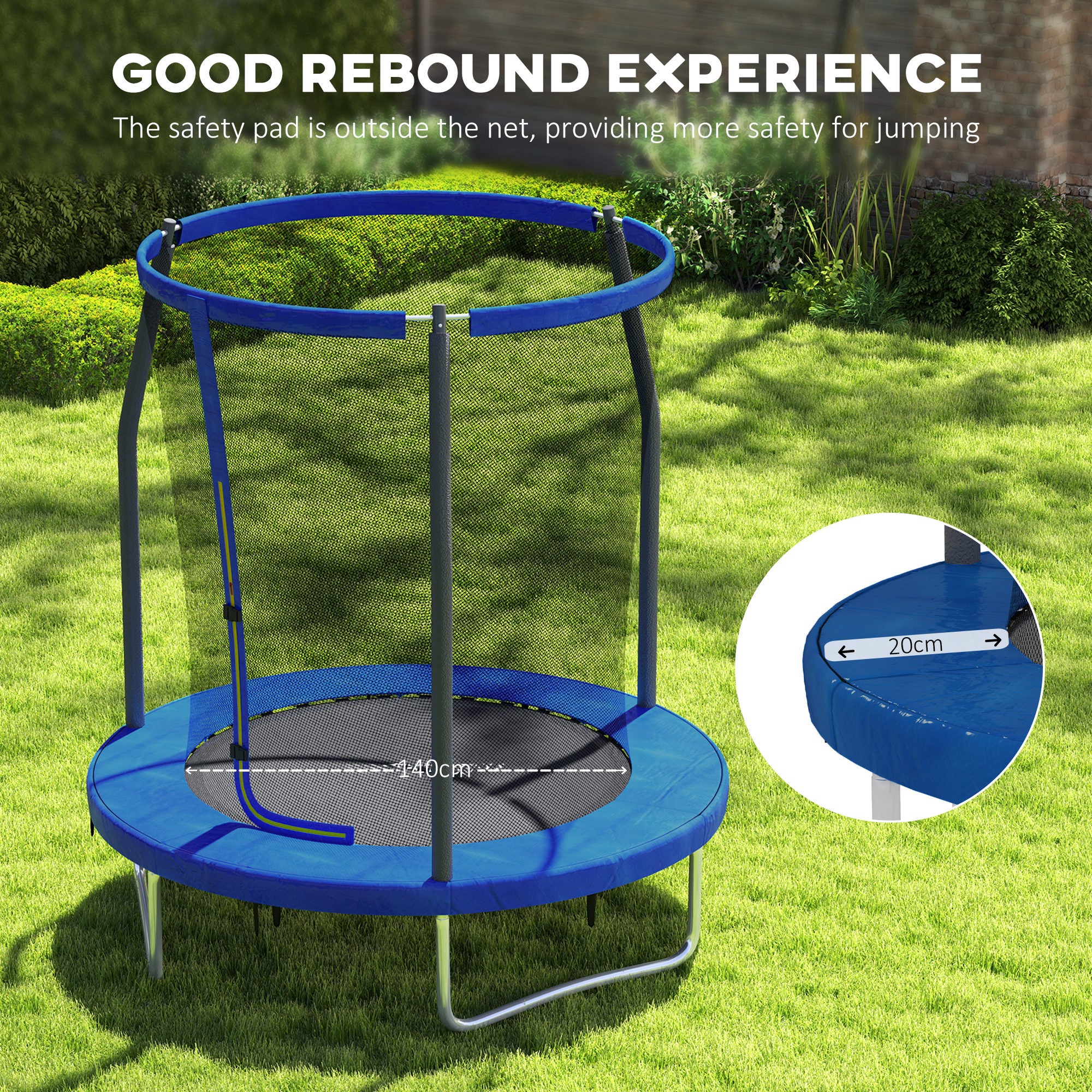 SPORTNOW 6ft Trampoline with Safety Enclosure Net, Steel Frame Outdoor Trampoline, with Edge, Safety Cover - anydaydirect