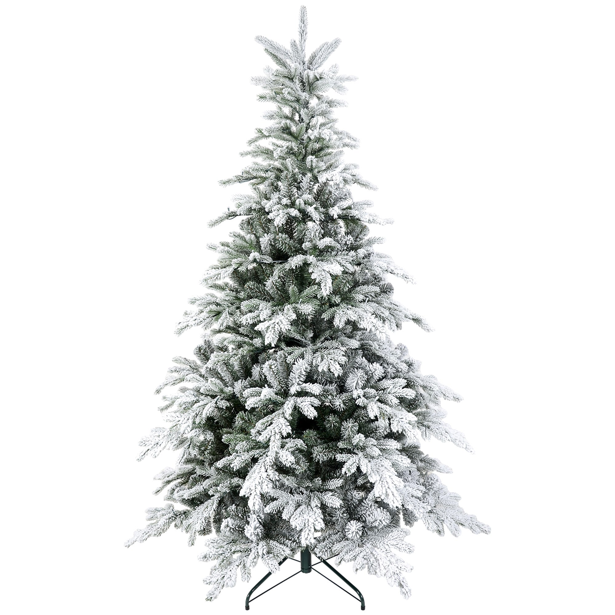 HOMCOM 5ft Prelit Snow Flocked Artificial Christmas Tree with Warm White LED Light and 931 Tips, Metal Base, Snowy Realistic Xmas Tree - anydaydirect