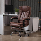 Vinsetto Home Office Chair Microfibre Desk Chair with Reclining Function Armrests Swivel Wheels Footrest Brown - anydaydirect