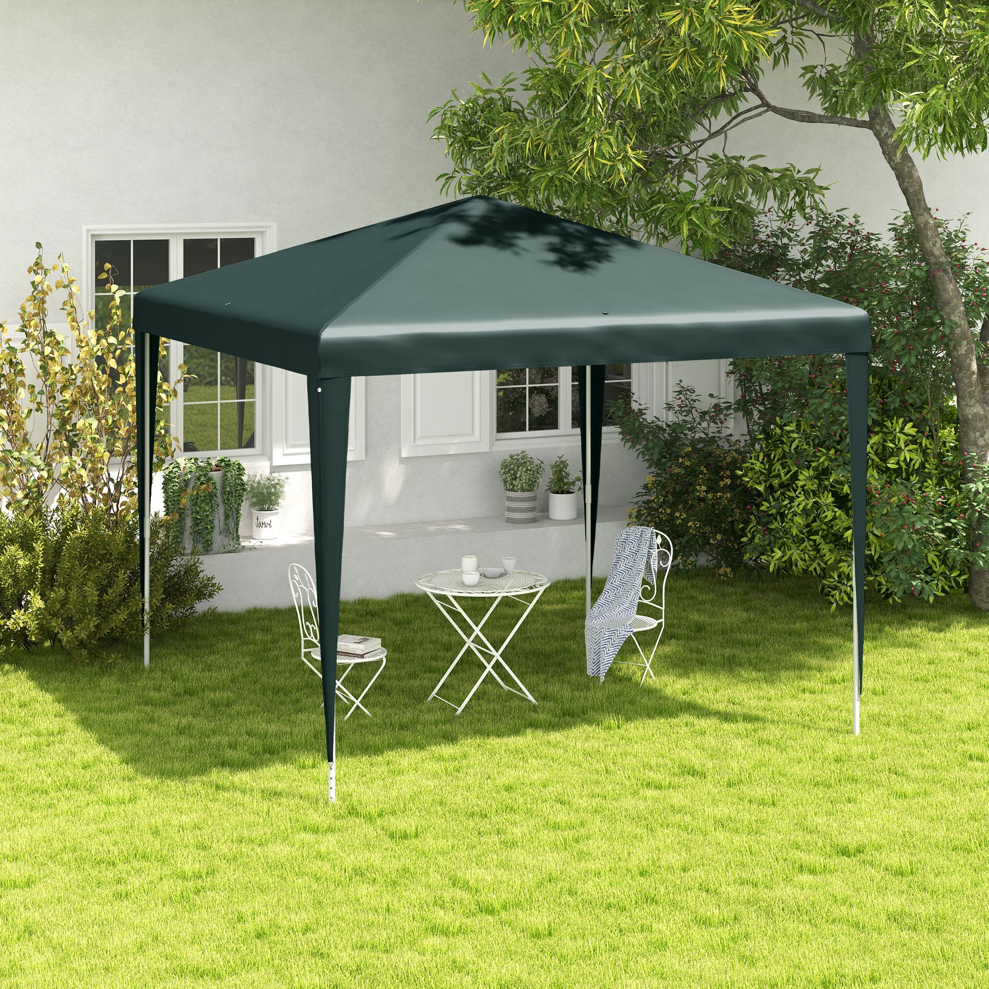 Outsunny 2.7m x 2.7m Garden Gazebo Marquee Party Tent Wedding Canopy Outdoor(Dark Green) - anydaydirect