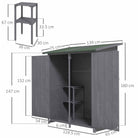 Outsunny Wooden Garden Storage Shed Lockable Tool Cabinet Organizer w/ Storage Table, Double Door, 139 x 75 x 160 cm, Grey - anydaydirect