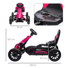 HOMCOM Children Pedal Go Kart, Kids Ride on Racer w/ Adjustable Seat, Shock Absorption EVA Tyres, Handbrake, for Kids Aged 3-8 Years Old, Pink - anydaydirect